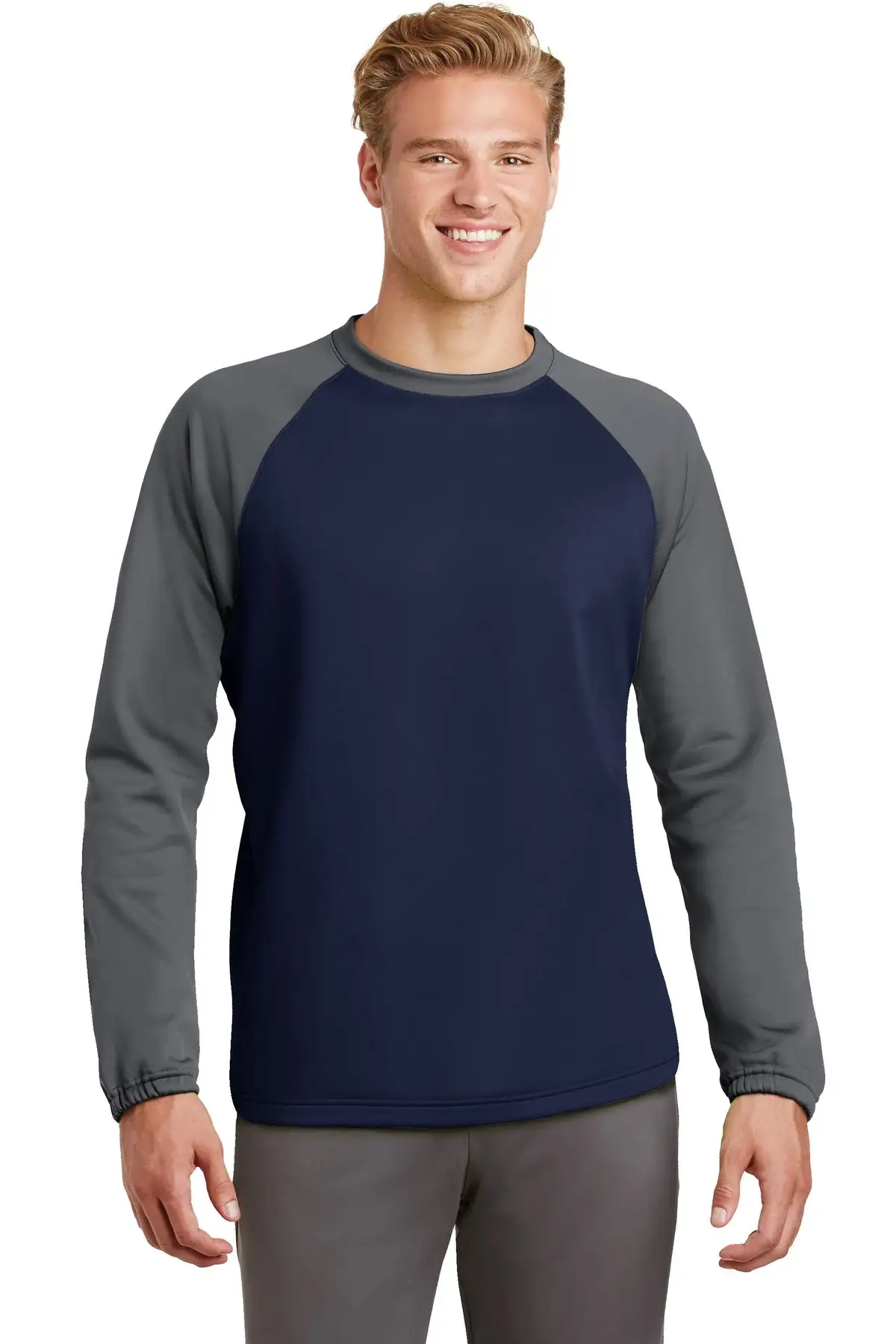 Sport-Tek Men's Sport-Wick Raglan Colorblock Fleece Crewneck ST242 - Image 6