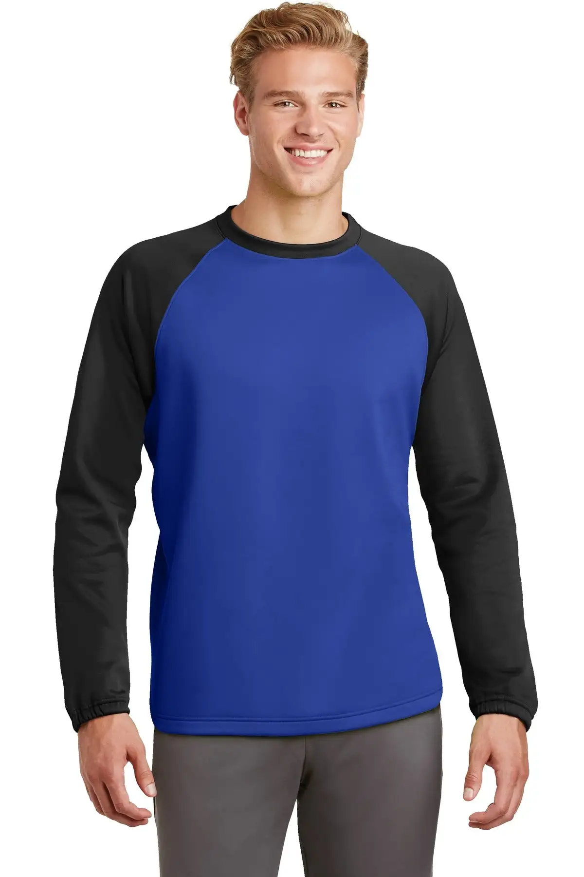 Sport-Tek Men's Sport-Wick Raglan Colorblock Fleece Crewneck ST242 - Image 13