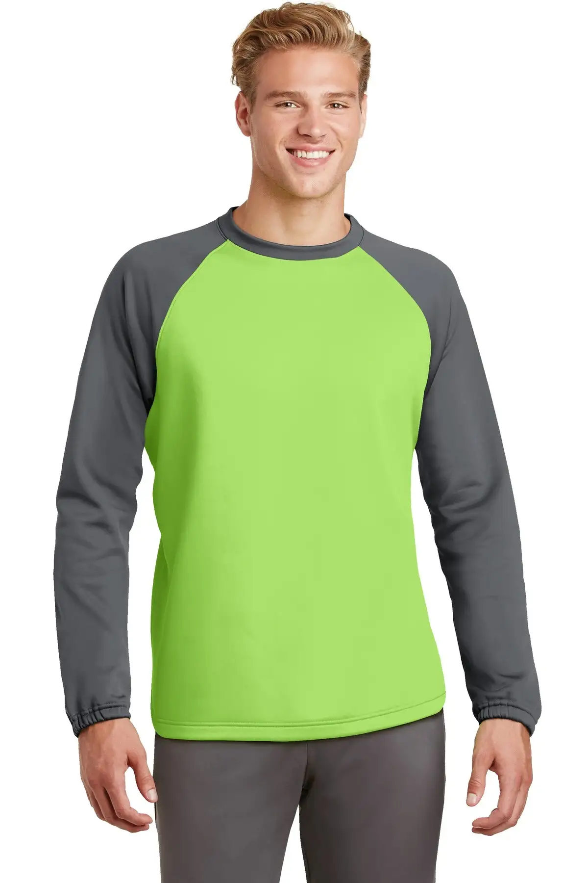 Sport-Tek Men's Sport-Wick Raglan Colorblock Fleece Crewneck ST242 - Image 21