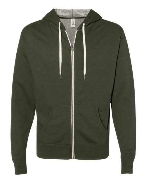 Independent Trading Co. Men's Heathered French Terry Full-Zip Hooded Sweatshirt - Image 8