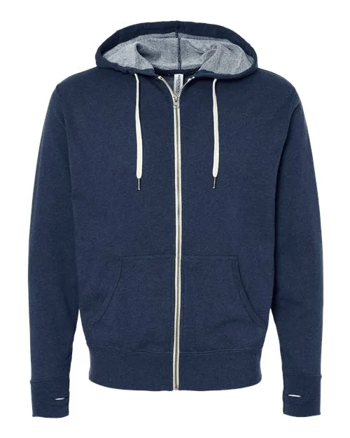 Independent Trading Co. Men's Heathered French Terry Full-Zip Hooded Sweatshirt - Image 2