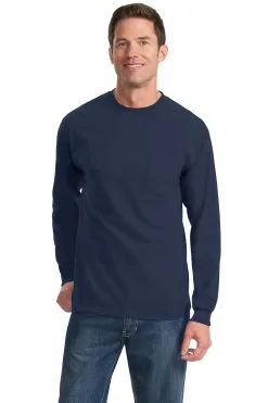 Port & Company Men's Long Sleeve Essential Pocket Tee