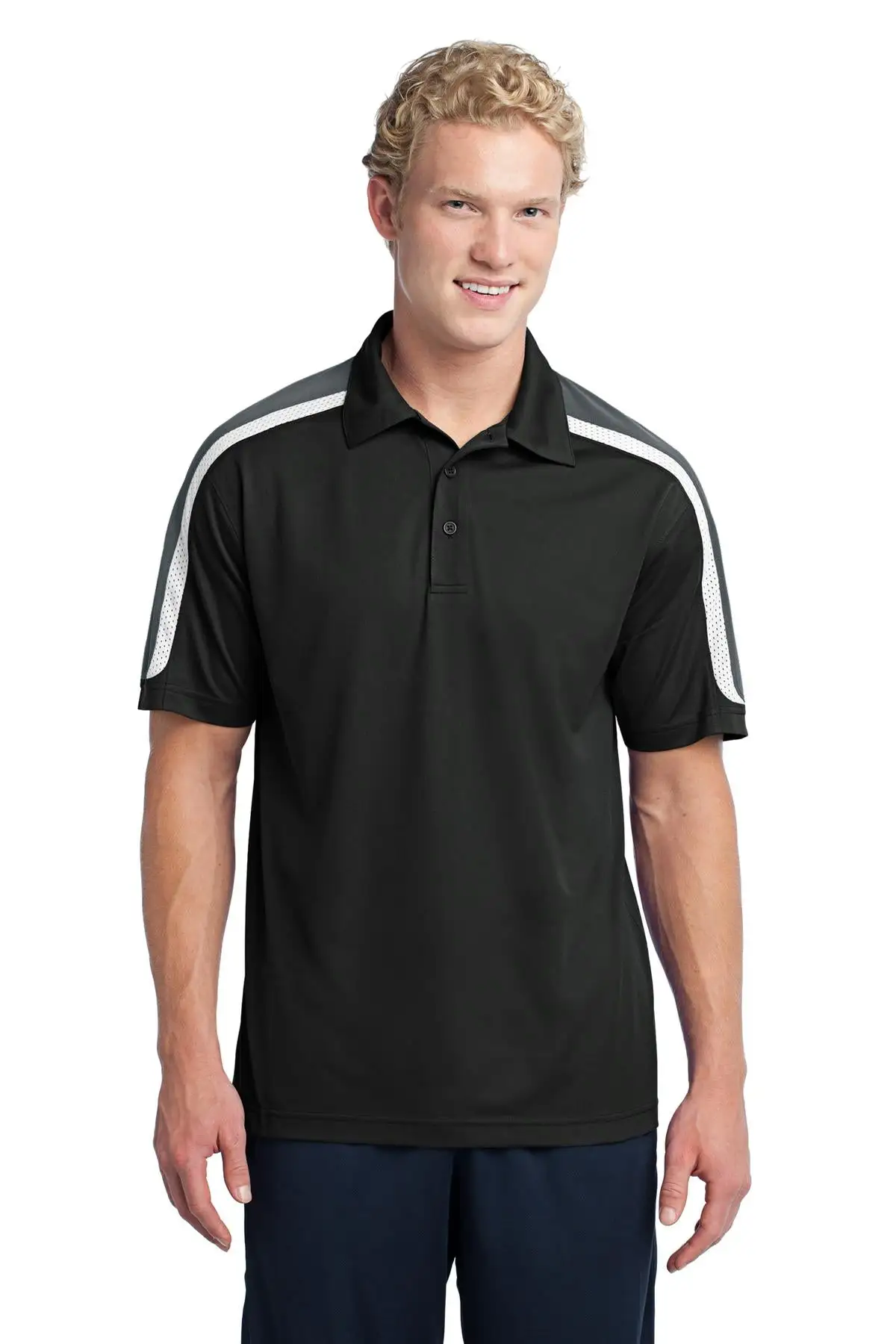 Sport-Tek Men's Tricolor Shoulder Micropique Sport-Wick Polo