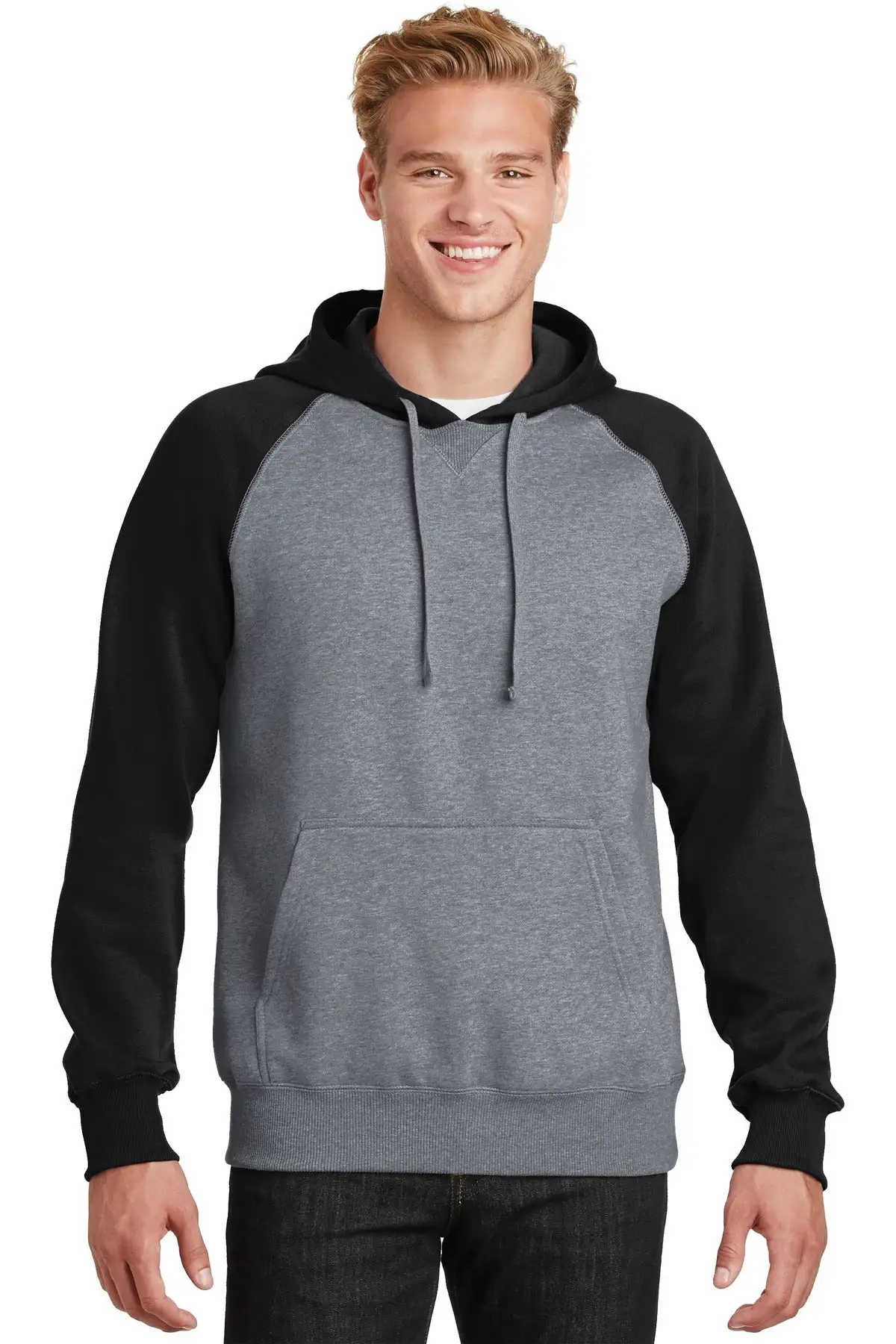Sport-Tek Men's Raglan Colorblock Pullover Hooded Sweatshirt