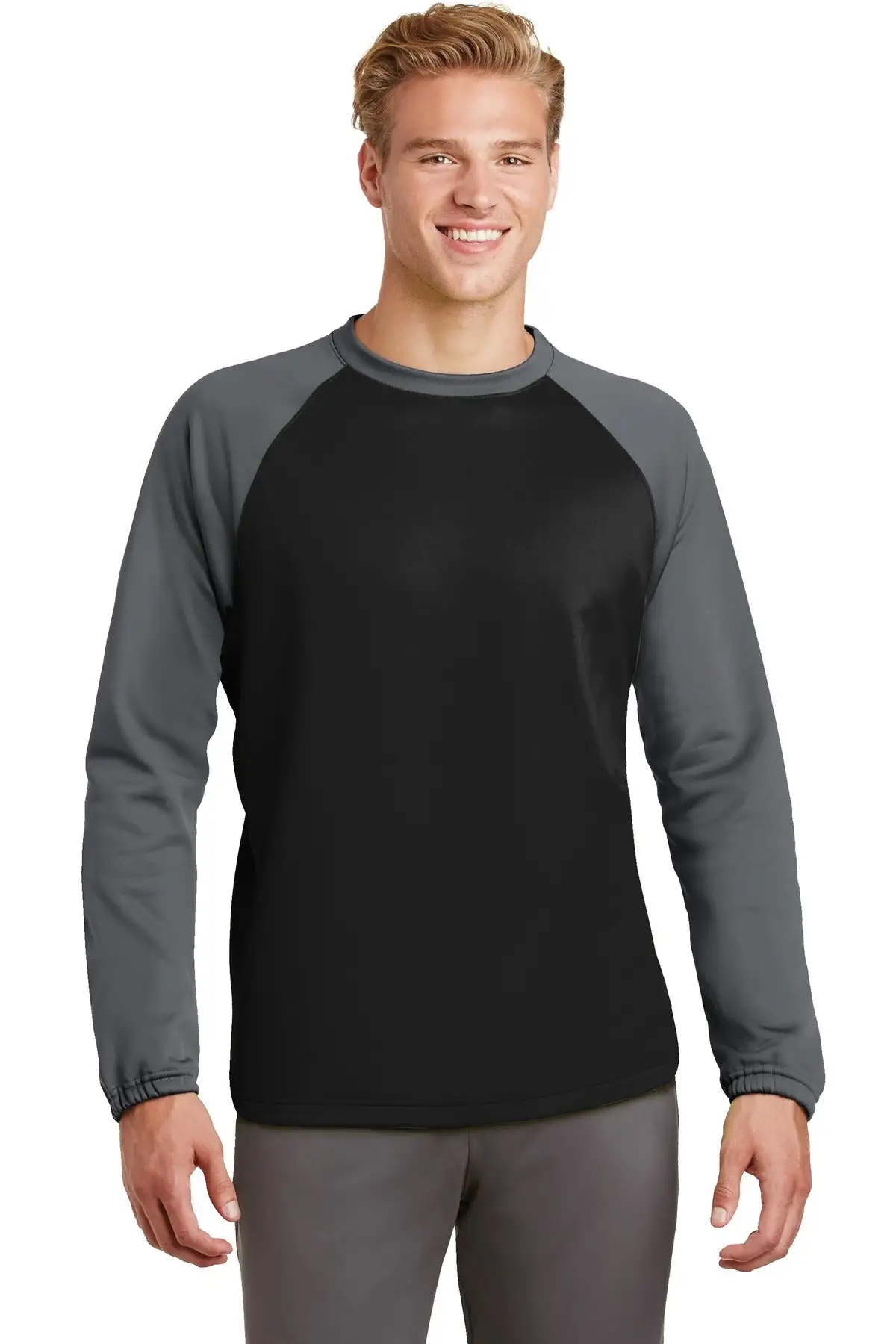Sport-Tek Men's Sport-Wick Raglan Colorblock Fleece Crewneck ST242