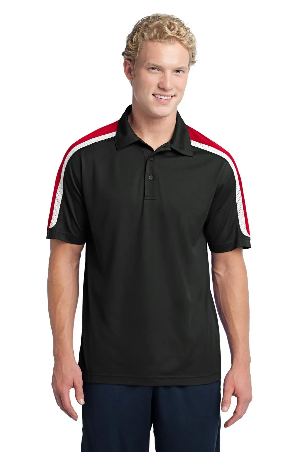 Sport-Tek Men's Tricolor Shoulder Micropique Sport-Wick Polo - Image 2
