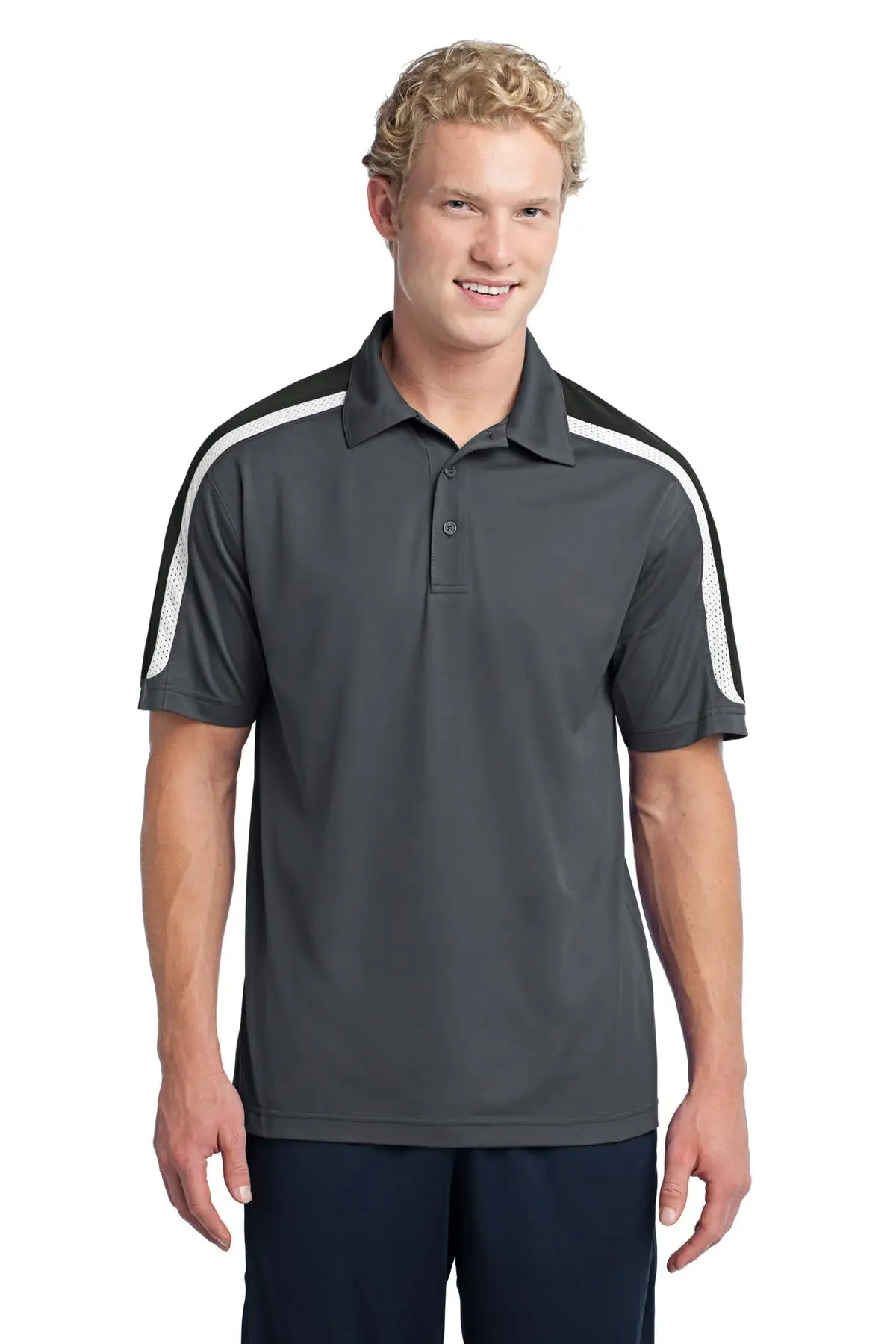 Sport-Tek Men's Tricolor Shoulder Micropique Sport-Wick Polo - Image 6
