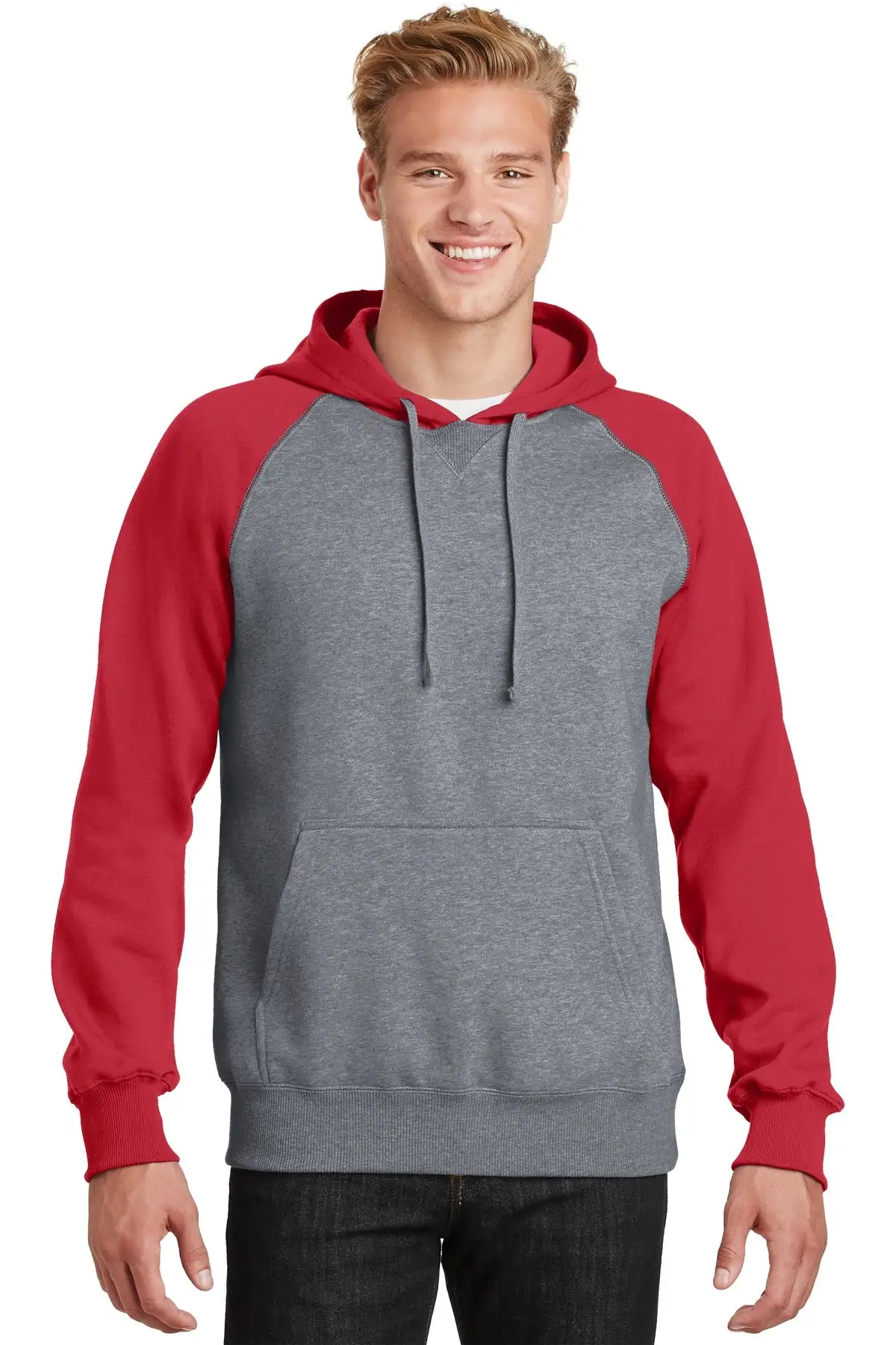 Sport-Tek Men's Raglan Colorblock Pullover Hooded Sweatshirt - Image 2