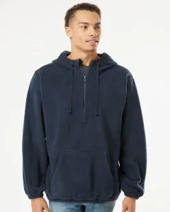 Burnside Polar Fleece Quarter-Zip Scuba Hooded Pullover