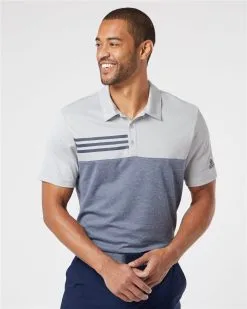 Adidas Men's Heathered Colorblock 3-Stripes Polo