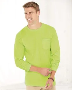 Bayside Men's Union-Made Long Sleeve T-Shirt With A Pocket