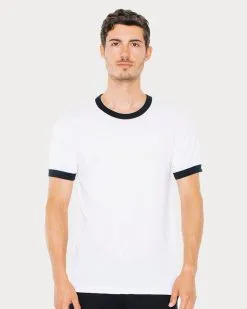 American Apparel Unisex USA-Made 50/50 Ringer Tee