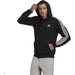 Adidas Men's 3-Stripe Fleece Full Zip Hoodie